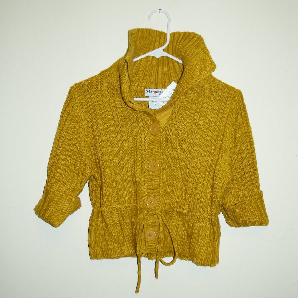 Mustard Yellow Cardigan Sweater